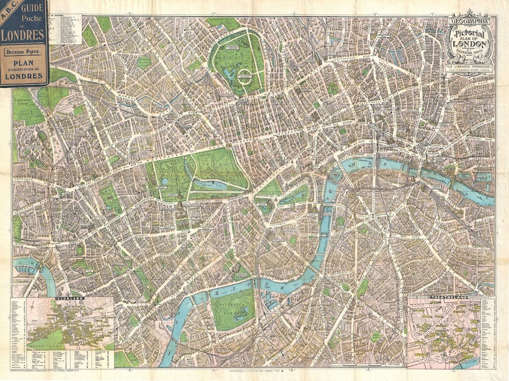 1924 Geographia Pictorial Map Of London