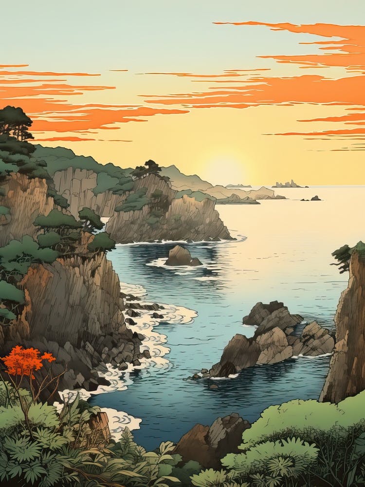 Okinawa Islands In Okinawa, Ukiyo E Drawing 1