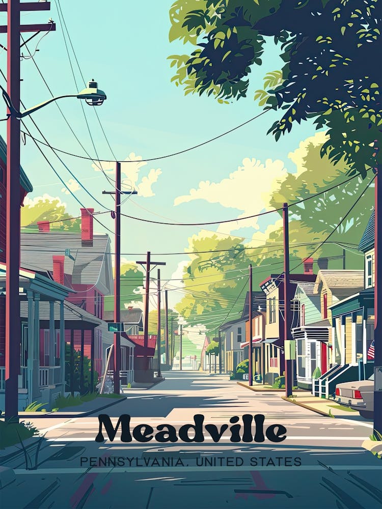 Meadville Pennsylvania Streetview Illustration de voyage numérique