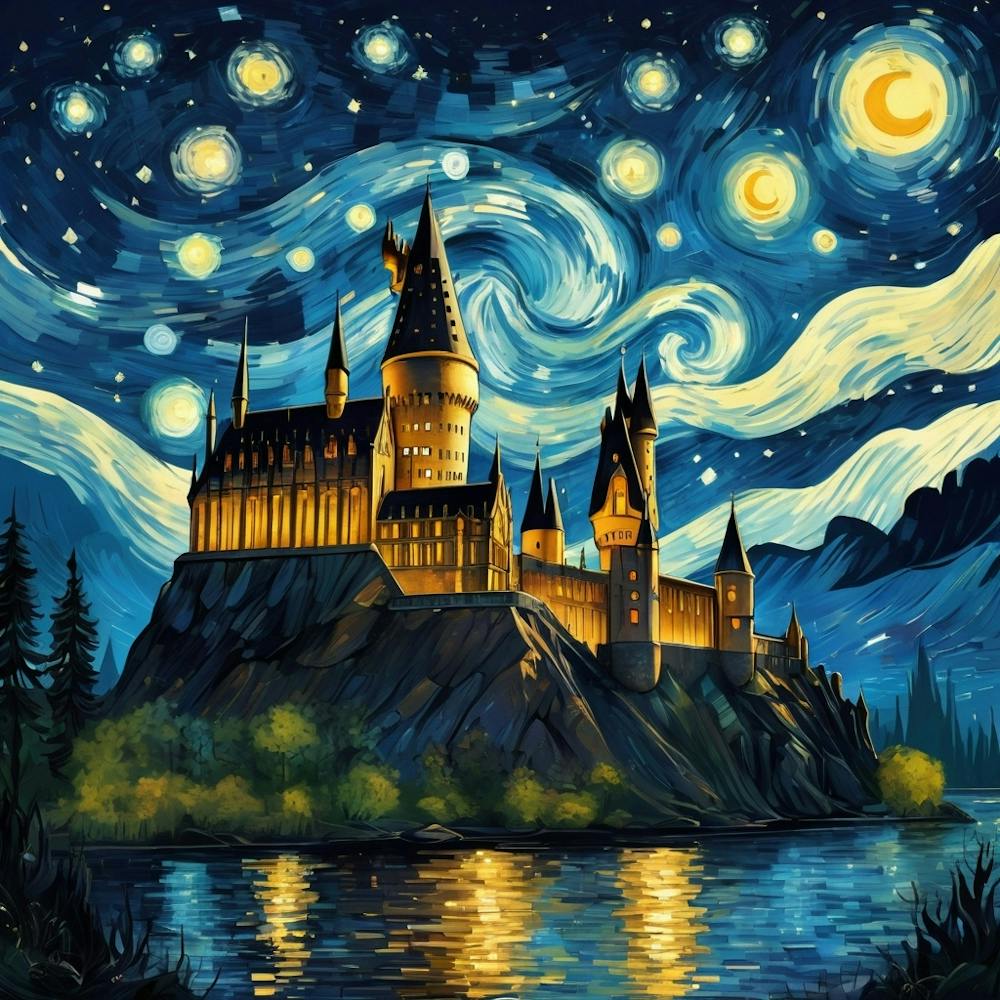 Castle At Starry Night Van Gogh Painting