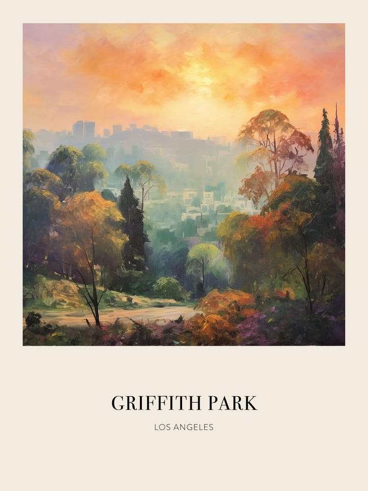Griffith Park Los Angeles 2 Vintage Cezanne Inspired Poster