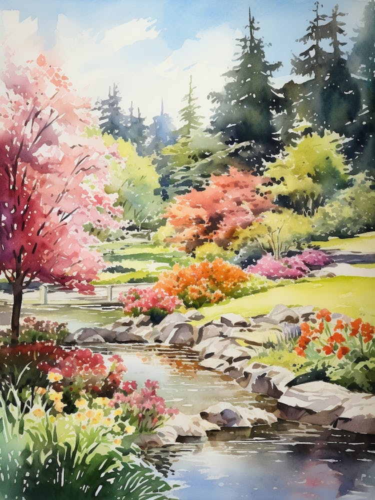 Butchart Gardens Canada  Watercolour 3