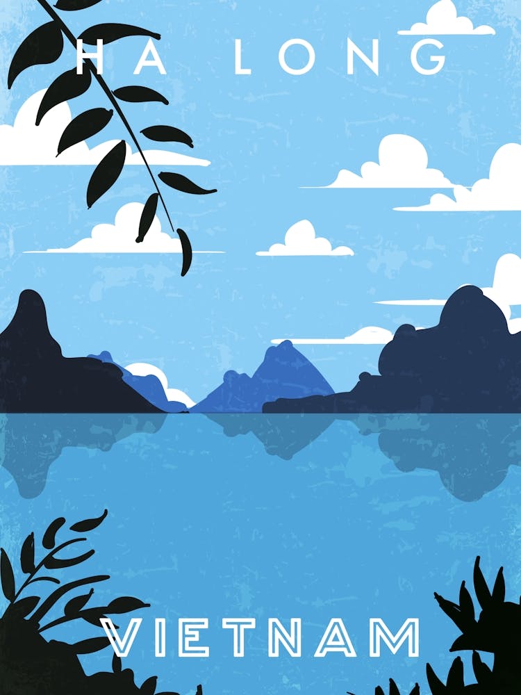 Ha Long, Vietnam — Retro travel minimalist poster