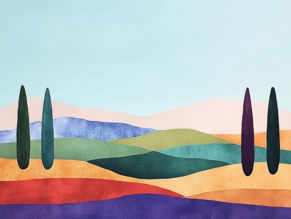 Watercolor Tuscan Landscape