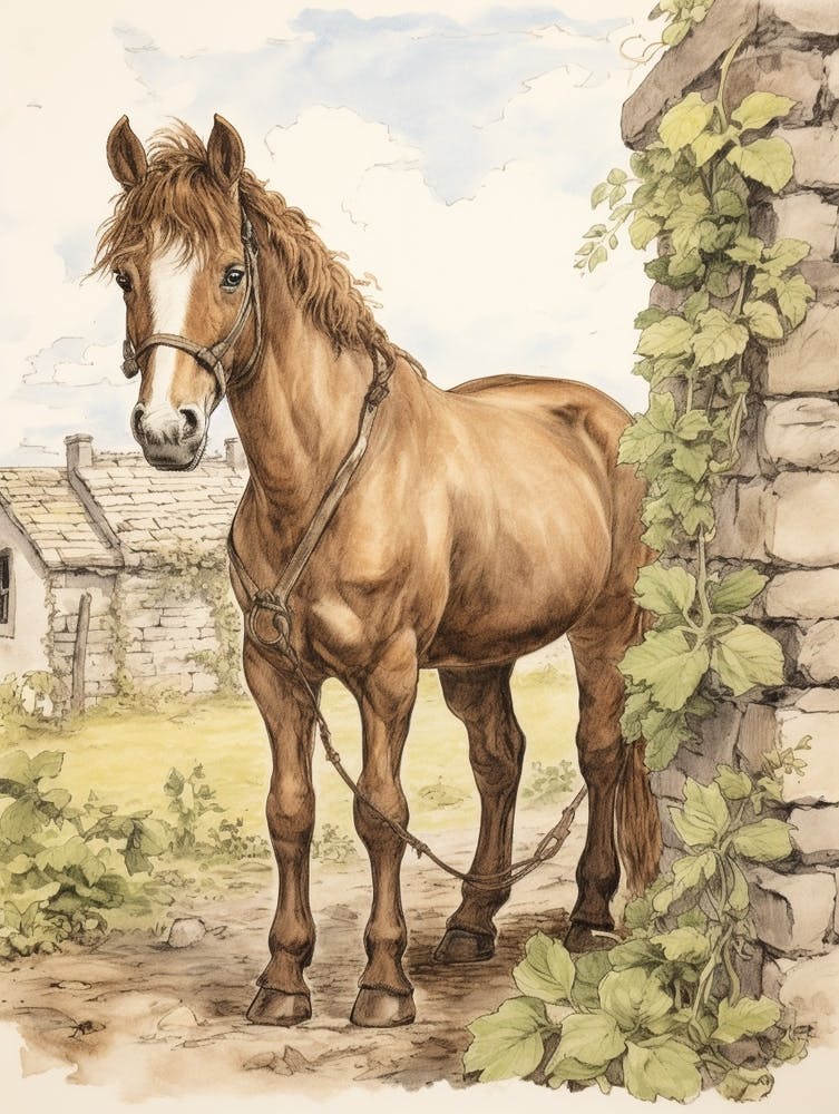 Märchenbuch Tier Aquarell Pferd 1
