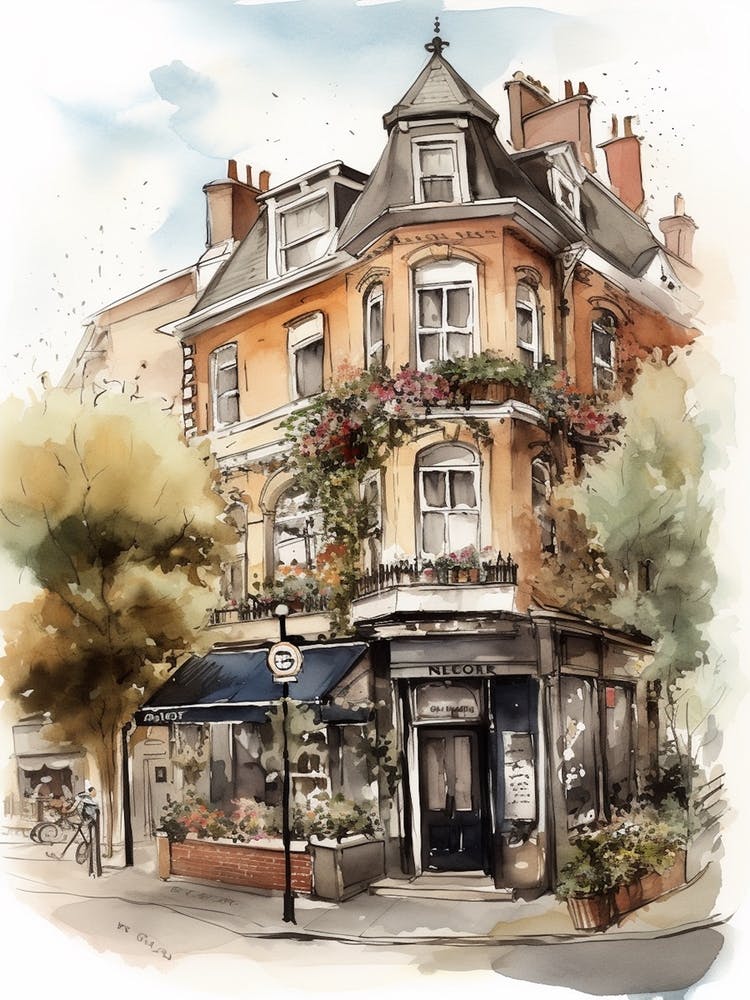 Richmond London Neighborhood, Watercolour 4