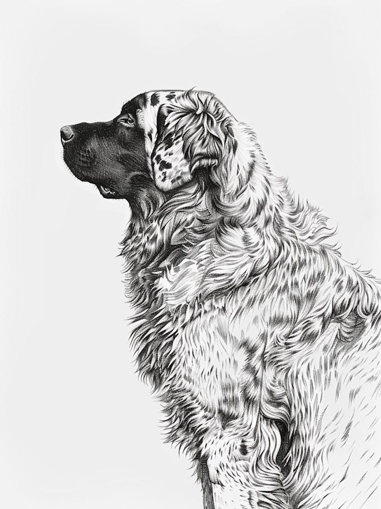 Leonberger Dog Line Sketch 1