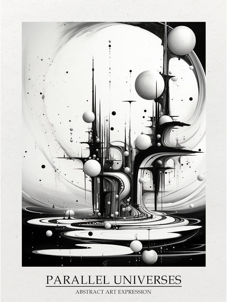 Parallel Universes Abstract Black And White 16 Poster