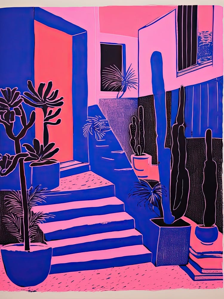 Majorelle Gardens Abstract Riso Style 5