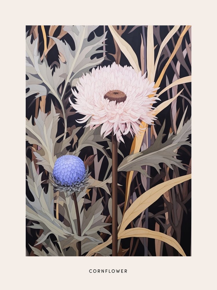 Flower Illustration Cornflower 2 Poster
