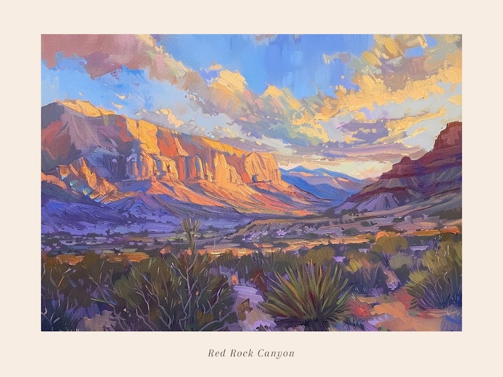 Western Sunset Landscapes Red Rock Canyon Nevada 3 Poster