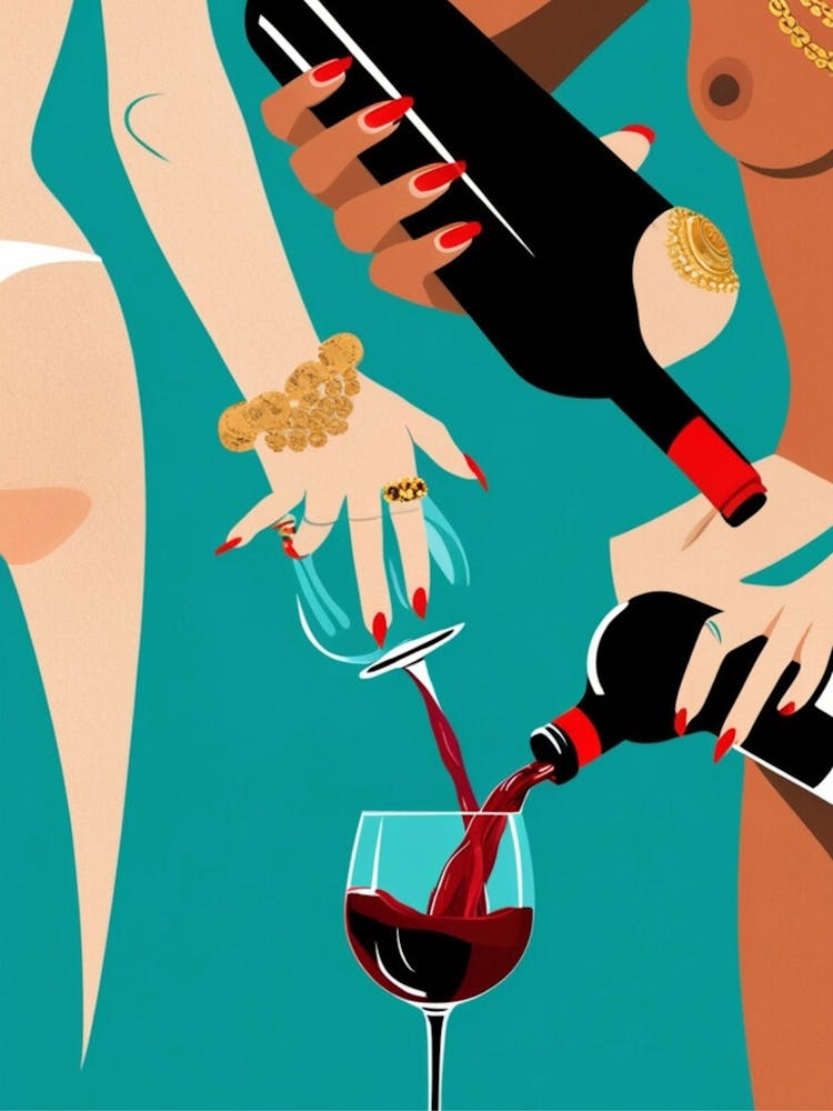 Sexy Women Drinking Wine