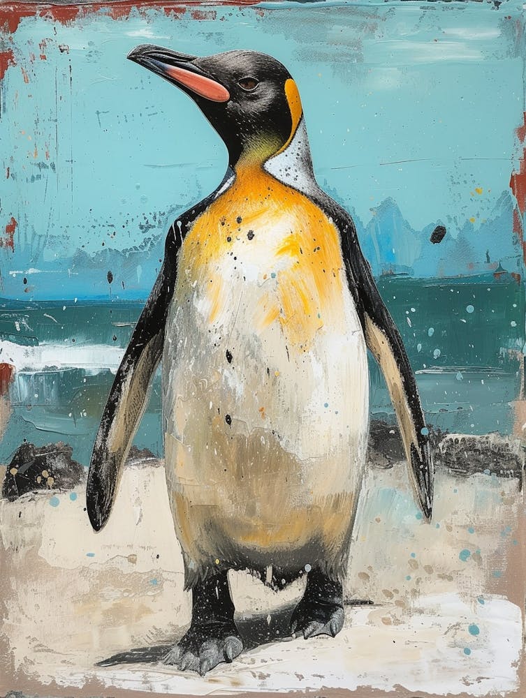 Galapagos Penguin Livingston Island Colour Block Painting 4