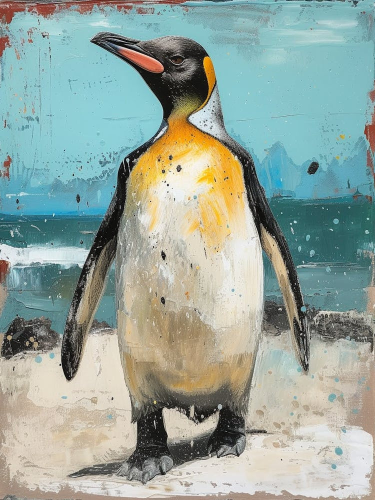 Galapagos Penguin Livingston Island Colour Block Painting 4