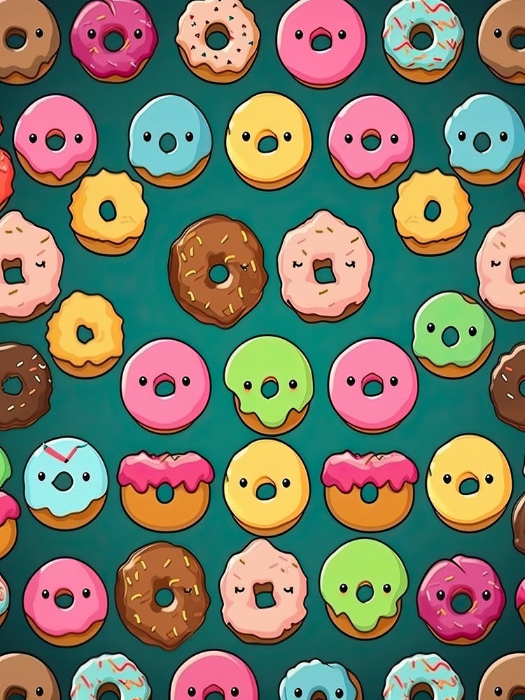 Kawaii Donuts Pattern