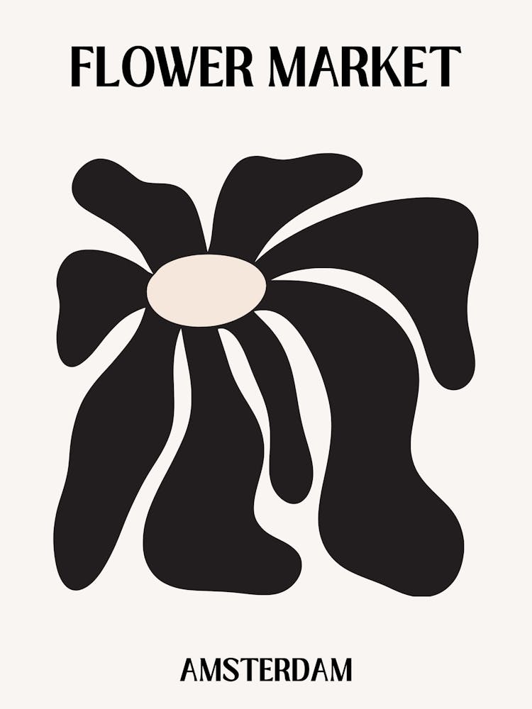 B&W Flower Market Poster Amsterdam