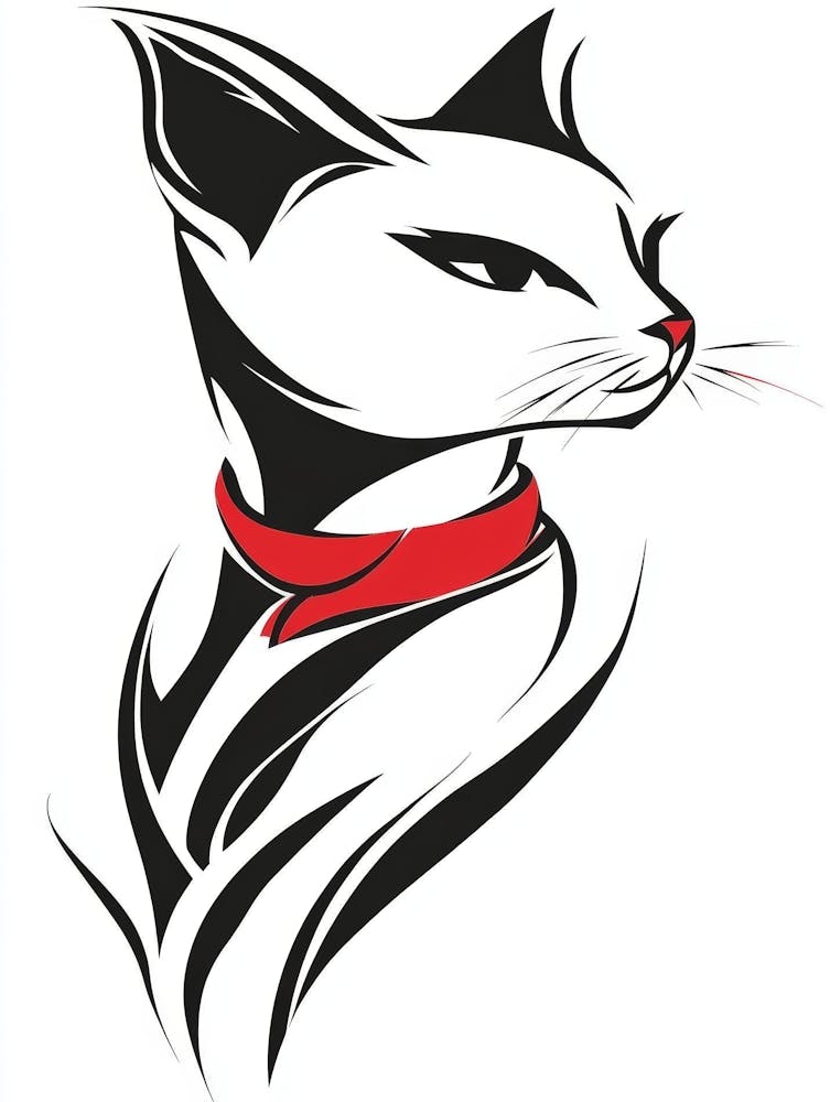 Cat With Red Collar 4