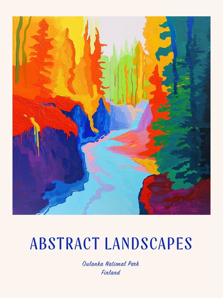 Farbenfrohes Abstraktes Oulanka Nationalpark Finnland 1 Poster Blau