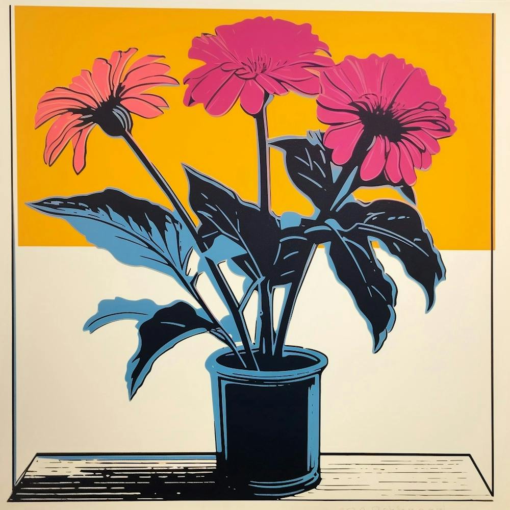 Gerbera Daisy 2 Pop Art Illustration Square
