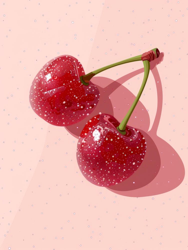 Cherry On A Pink Background