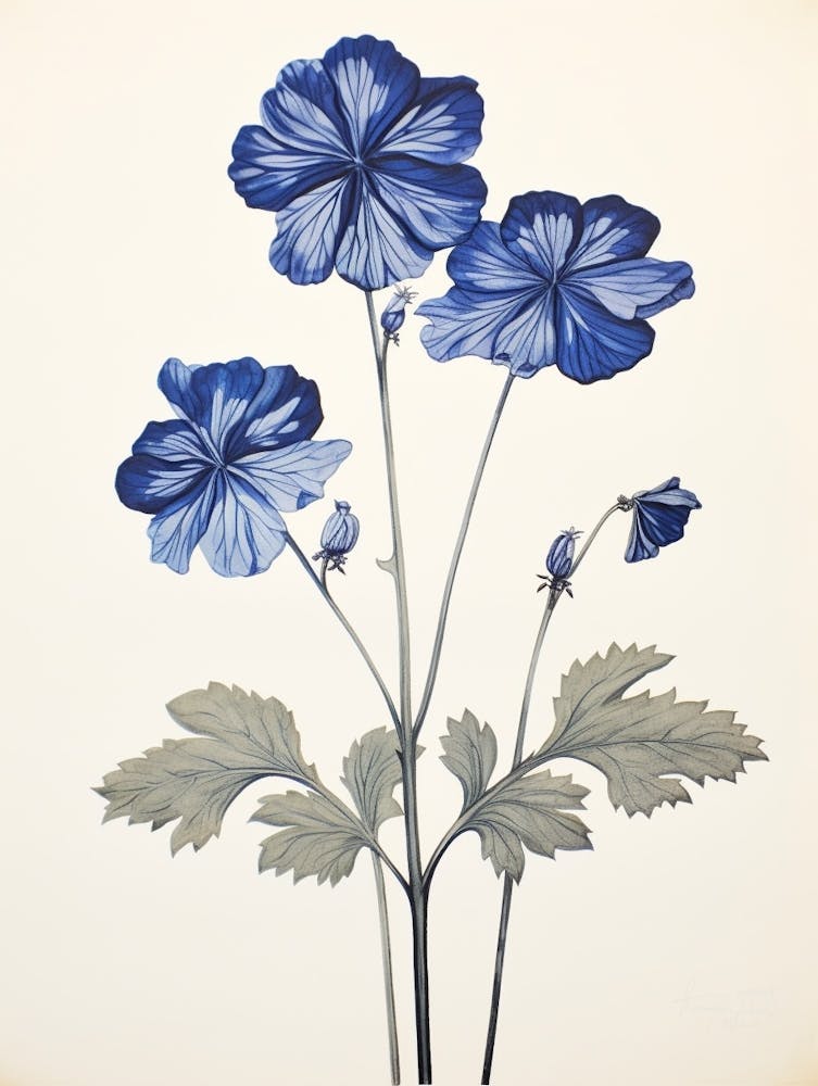 Blue Botanical Geranium 3