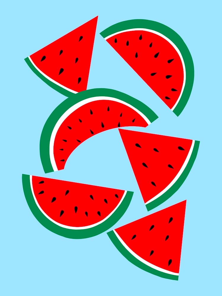 Watermelon Slices on Blue