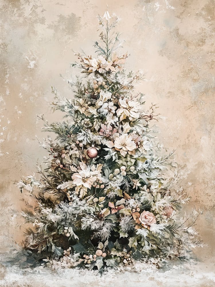 Vintage Beige Christmas Tree
