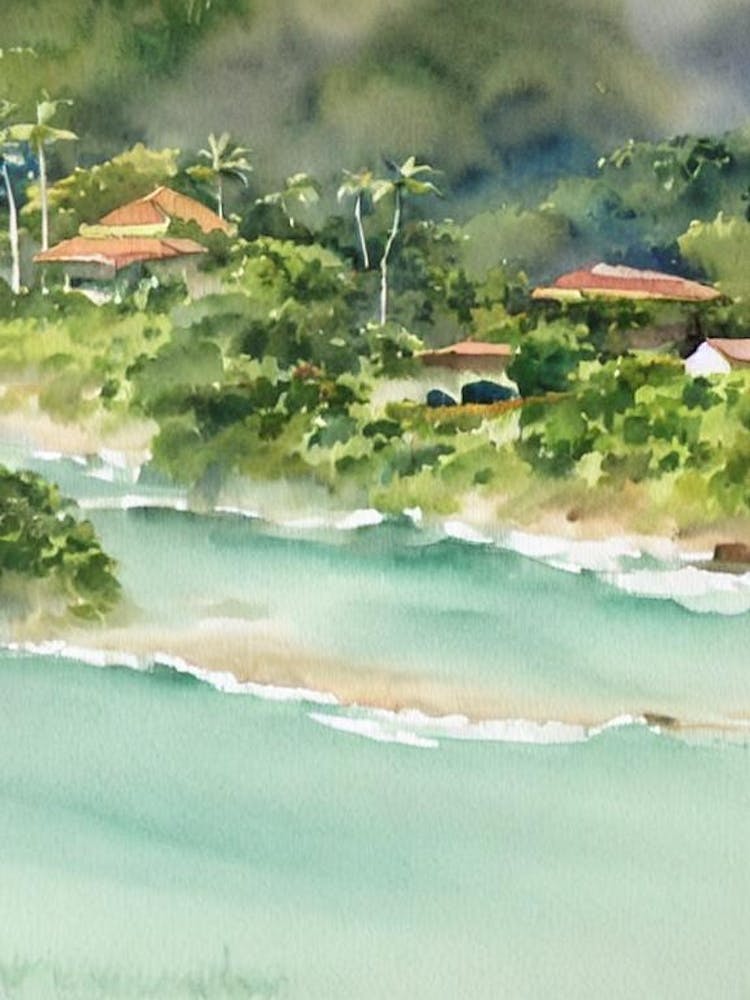 Dominical Costa Rica Watercolour Tropical Destination