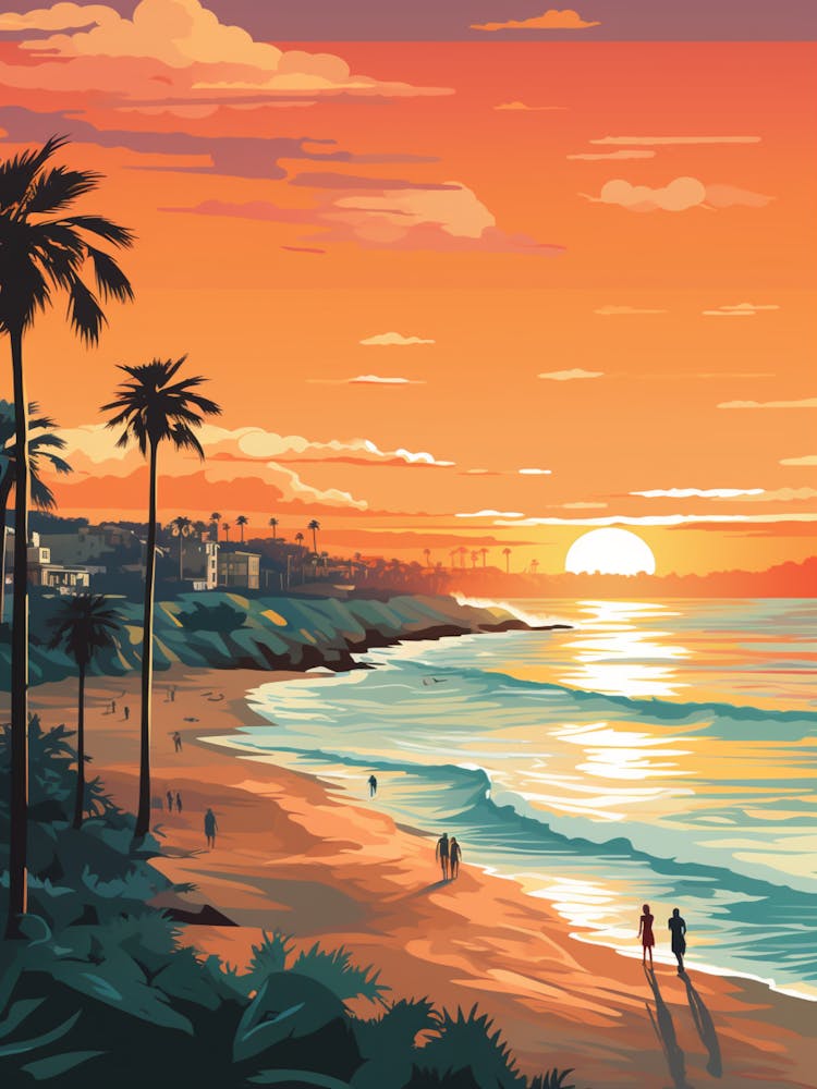 Manly Beach Australia At Sunset Vibrant Painting 1