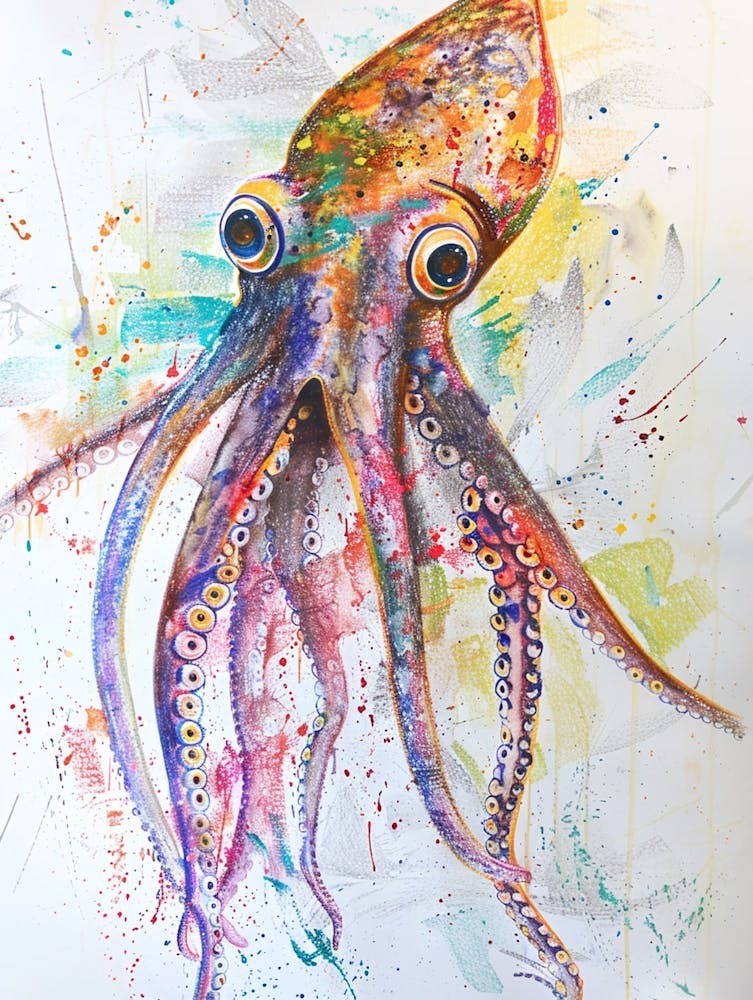 Squid Pastel Watercolour 2