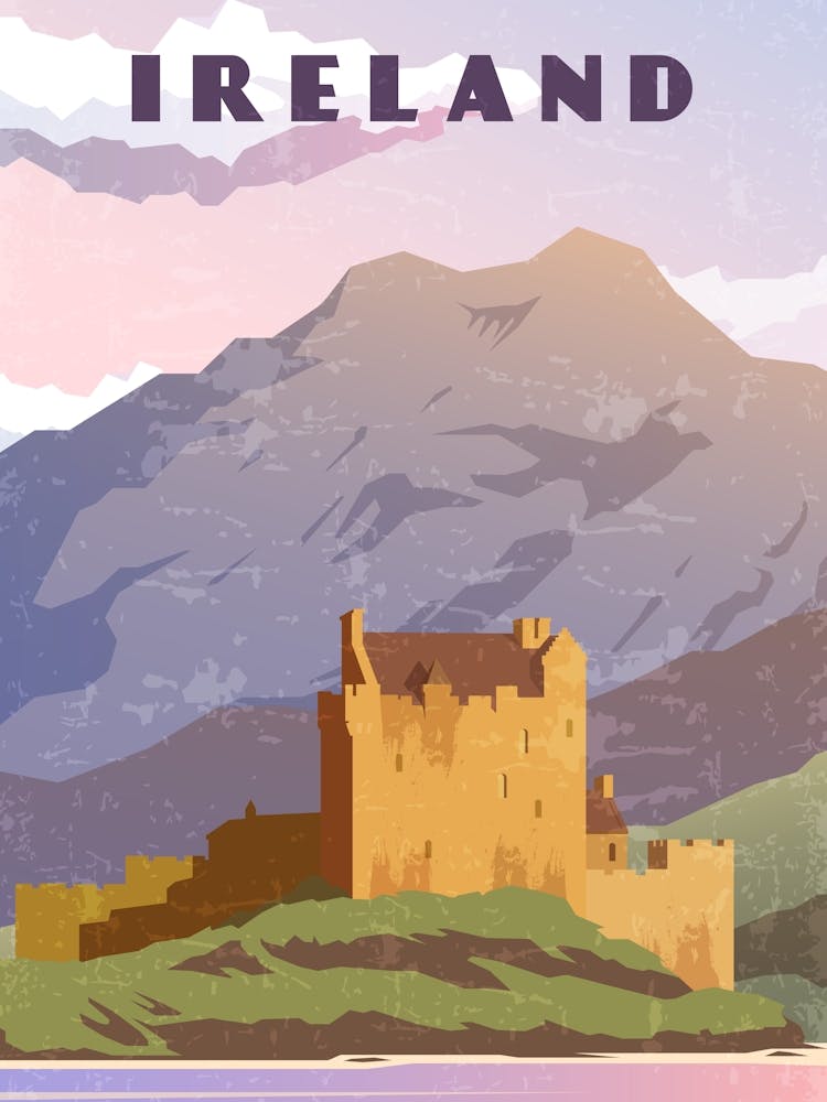Ireland — Retro travel minimalist poster