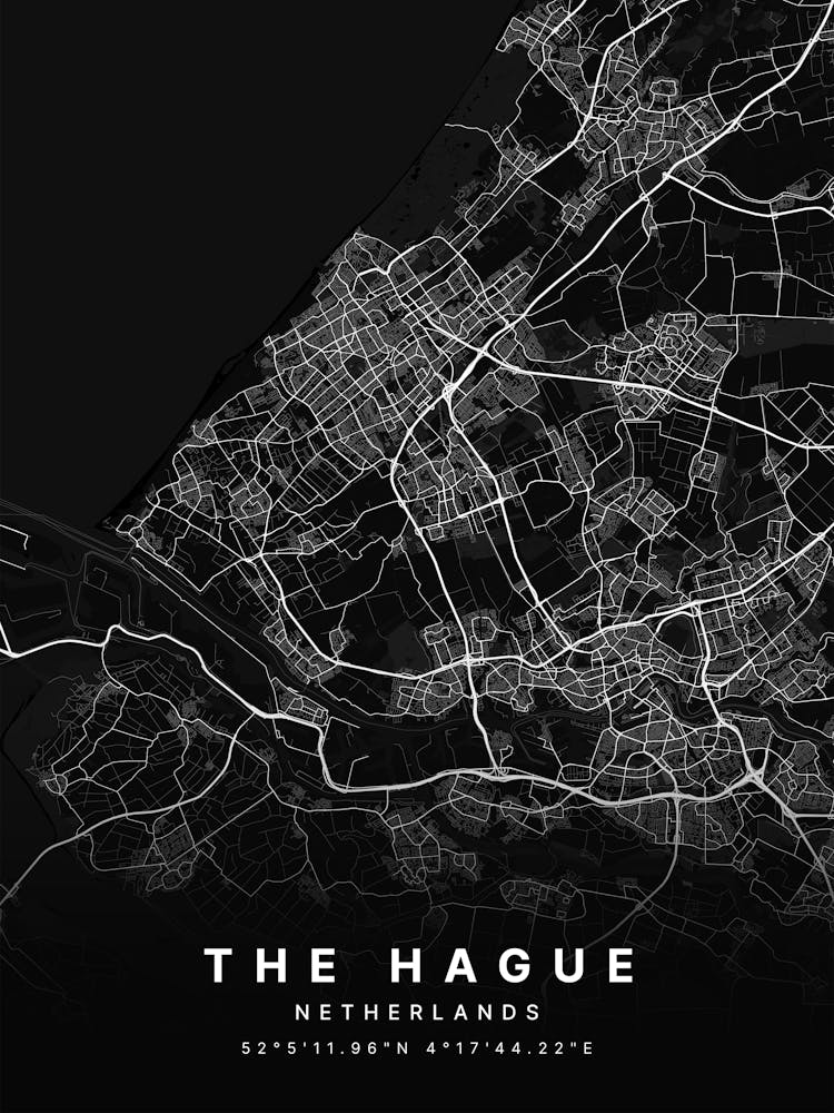 The Hague Netherlands Black Map