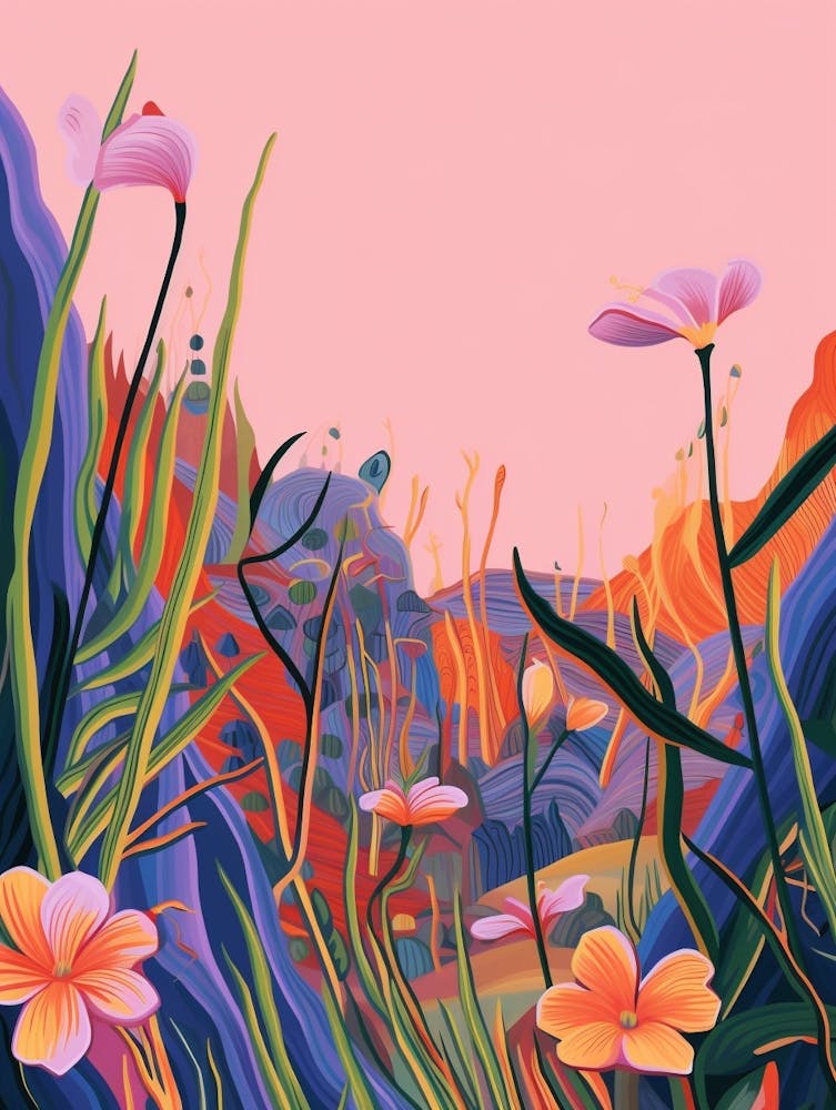 Boho Wildflower Painting Blue Eyed Grass 2