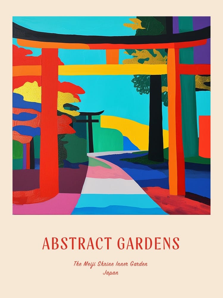 Colourful Gardens The Meiji Shrine Inner Garden Japan 3 Red Poster