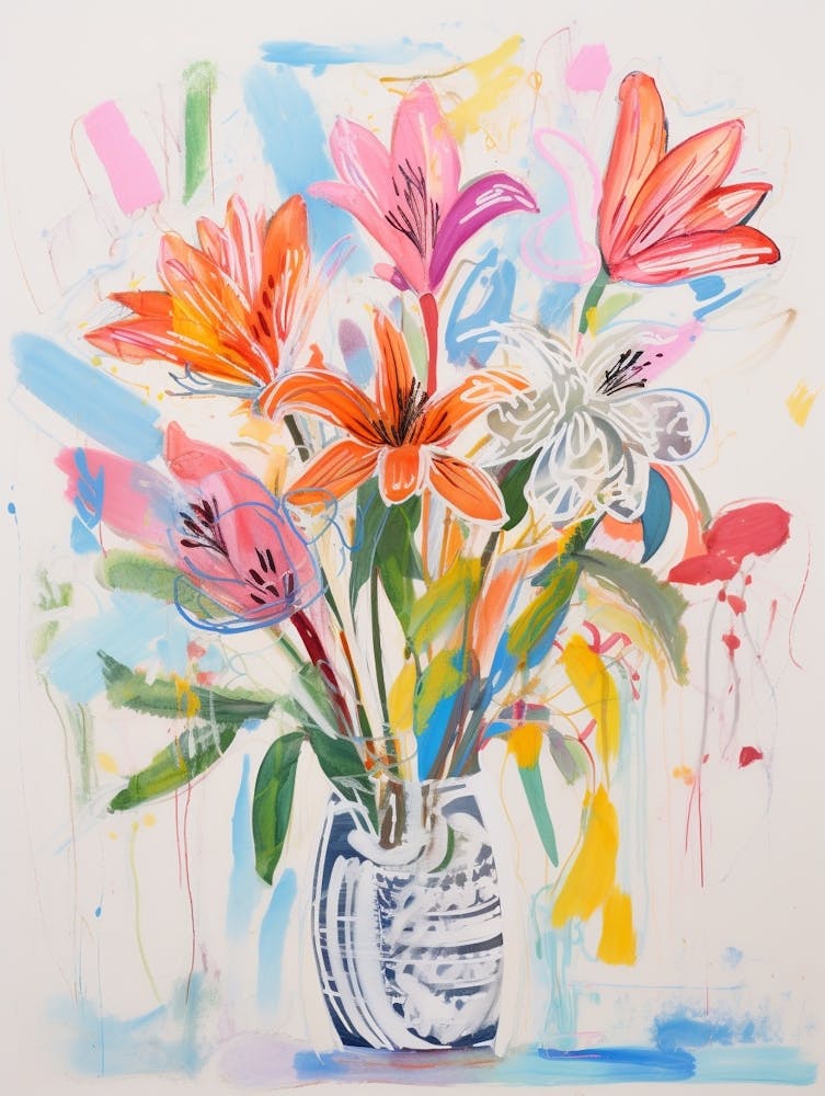 Flower Painting Fauvist Style Gloriosa Lily 4