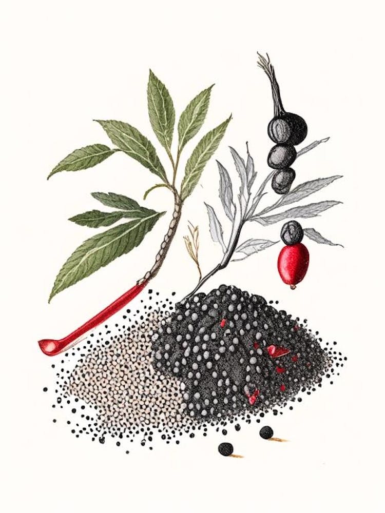 Black Pepper Spices And Herbs Pencil Illustration 4