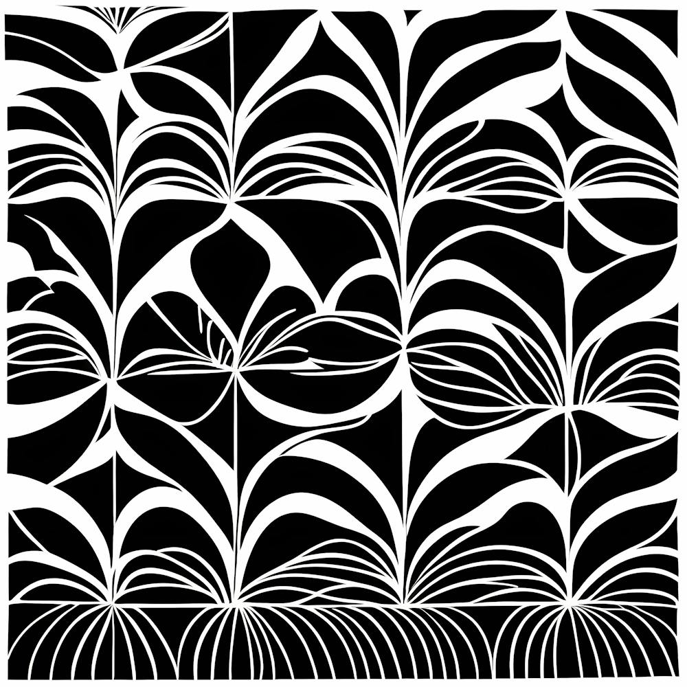 Linocut Abstract Mid Century Inspired Black And White Contrast art, 190