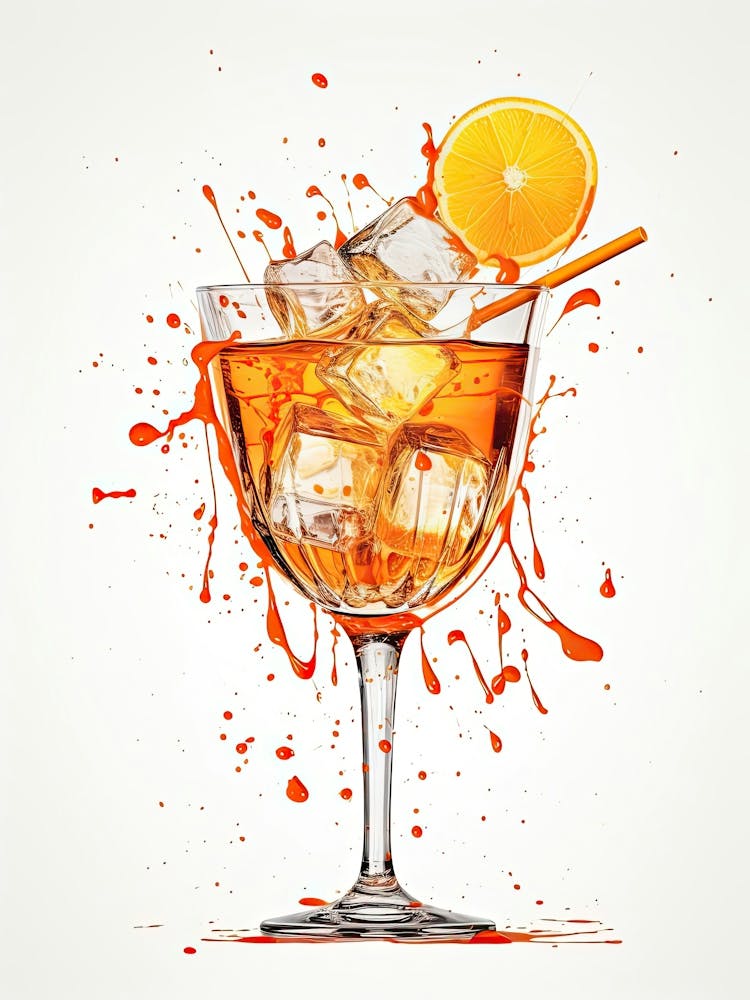 Watercolour Aperol Spritz Floral Infusion Cocktail 3