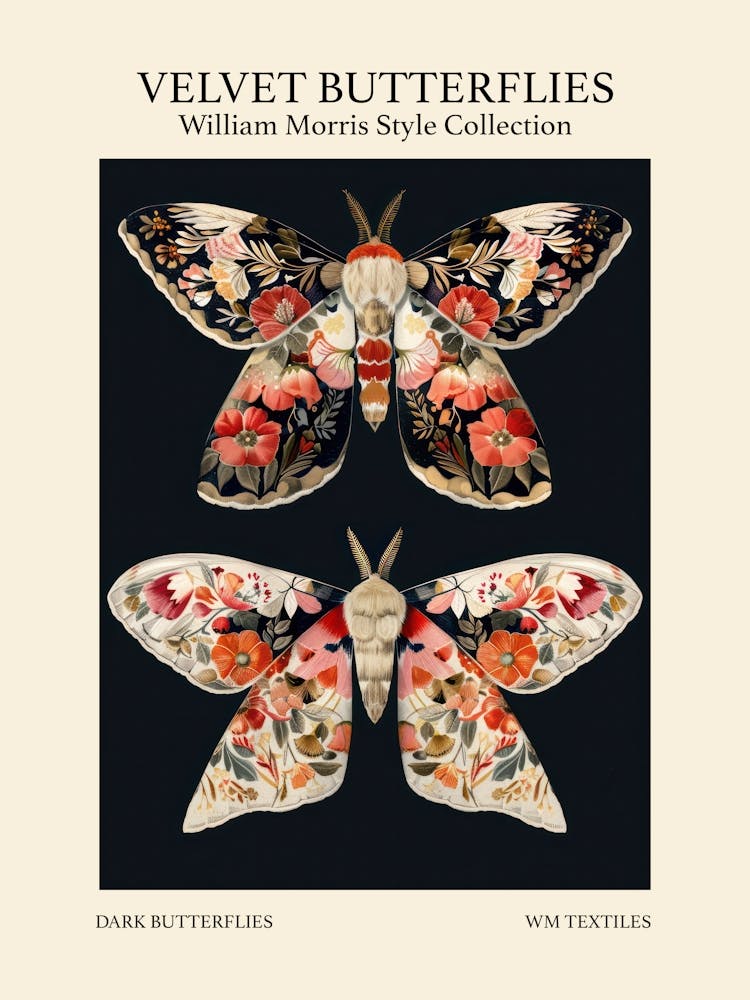 Velvet Butterflies Collection Dark Butterflies William Morris Style 9