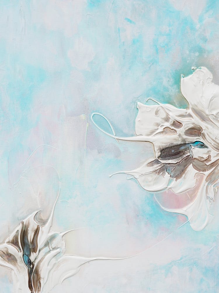 Aqua Teal Flower Painting 3