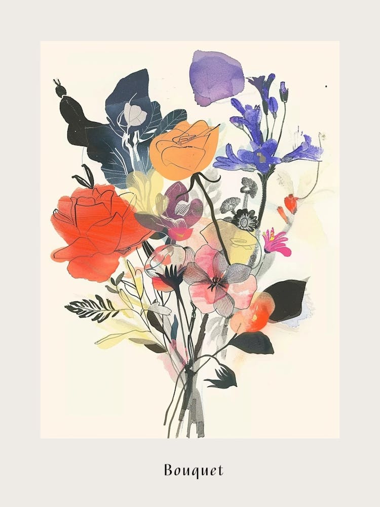 Bouquet 2 Collage Flower Bouquet Poster