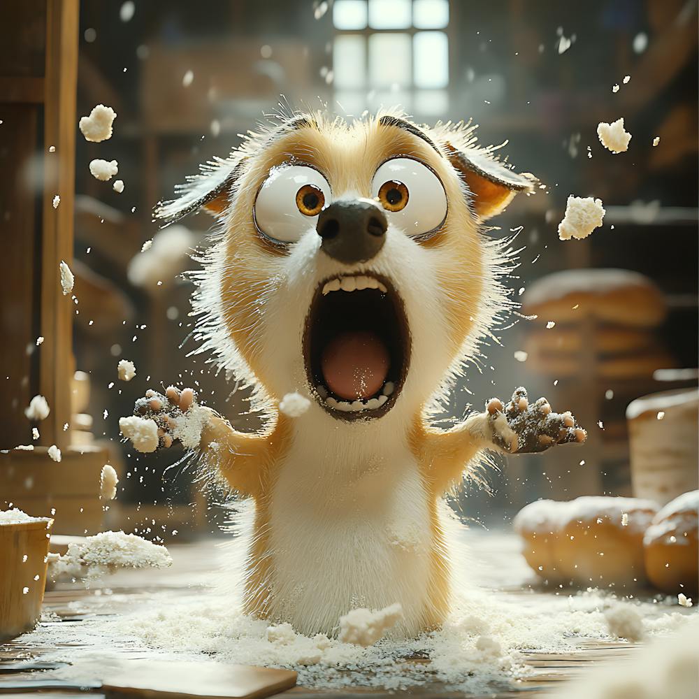 Goofy Dog in Bakery 2