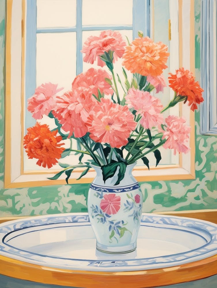 A Vase With Carnation, Flower Bouquet 3
