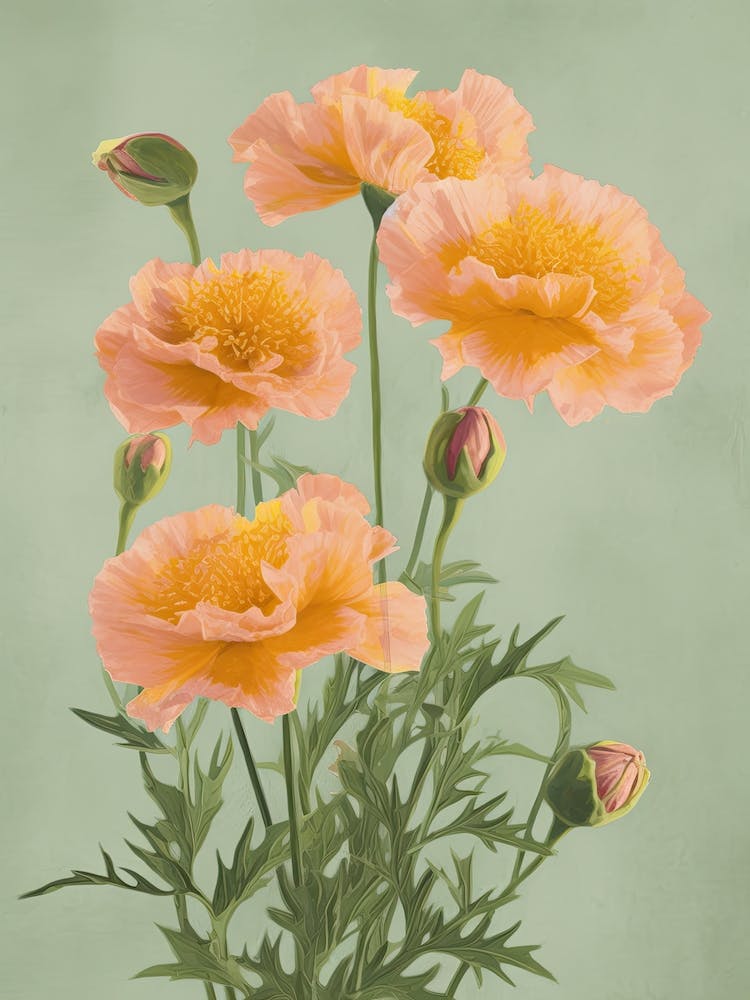 Marigold Flowers Acrylic Painting In Pastel Colours 11