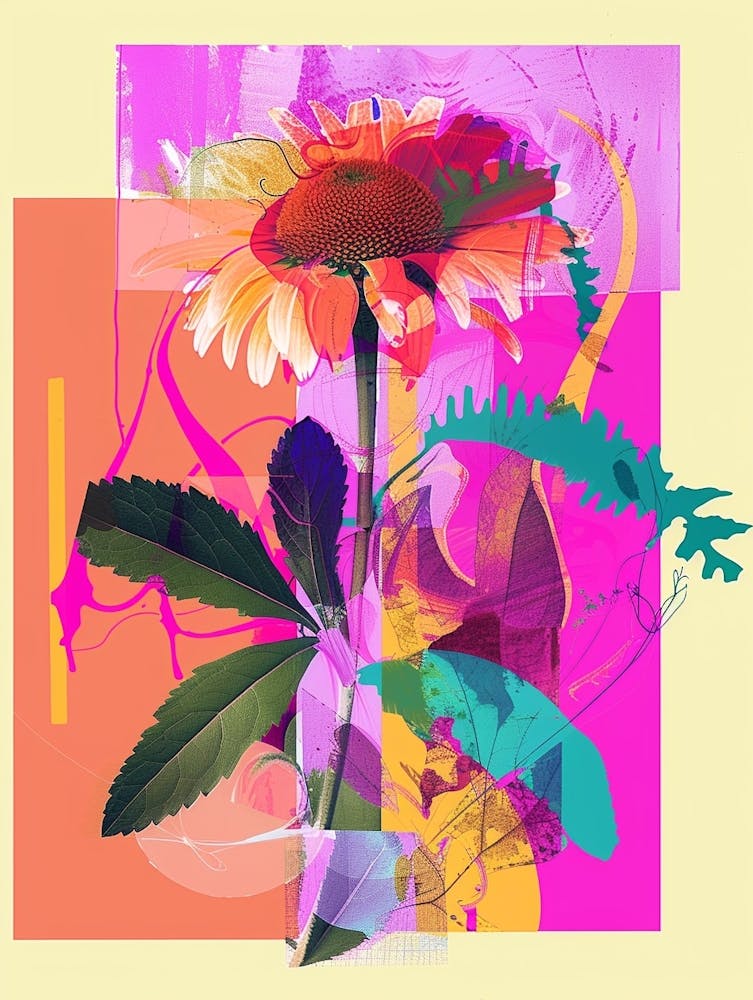 Gänseblümchen 4 Neon-Blumen-Collage