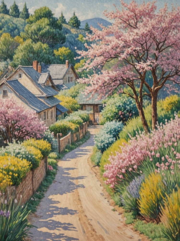 Village de Cerisiers en Fleurs