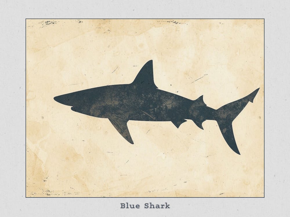 Blue Shark Grey Silhouette 1 Poster
