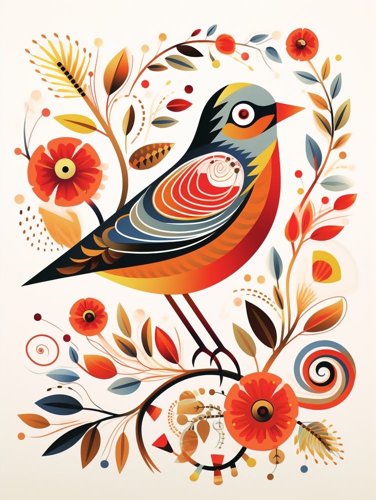 Scandinavian Bird Illustration House Sparrow 1