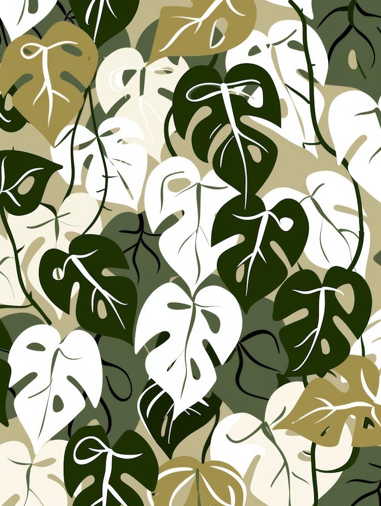 Monstera Leaves Seamless Pattern 1