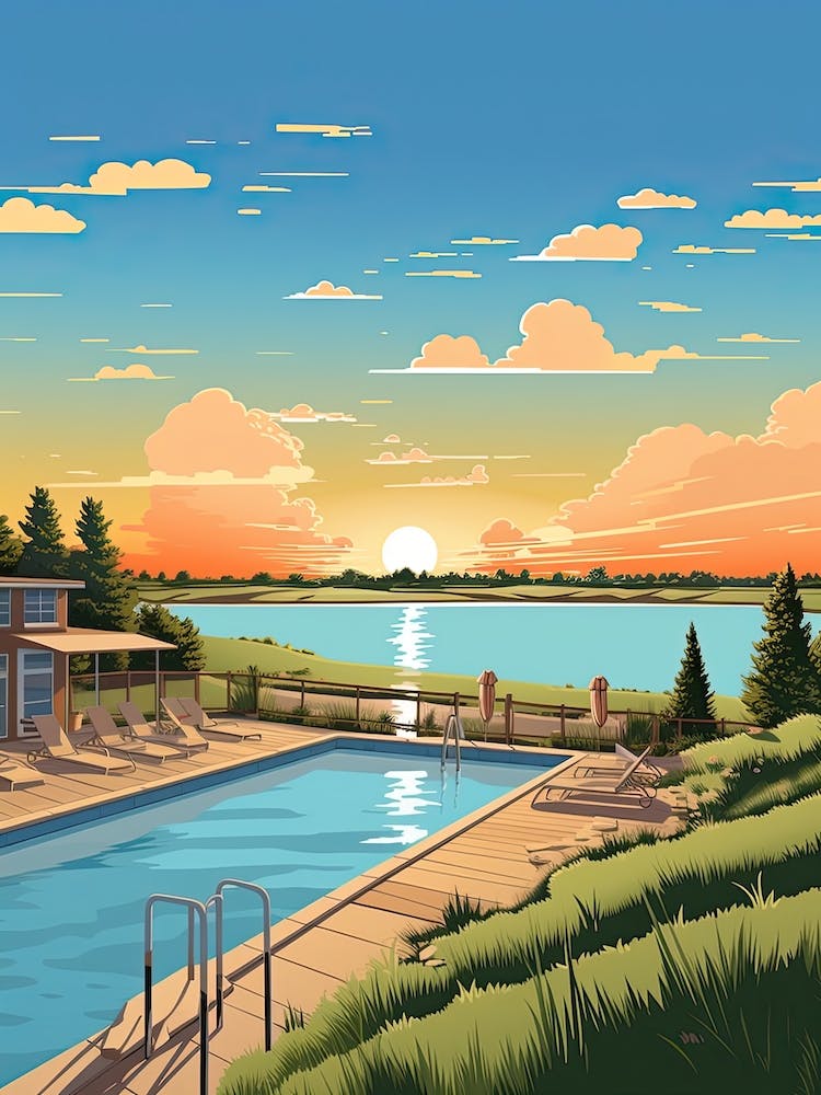 The Hamptons New York, Usa, Flat Illustration 1
